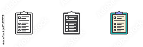 Questionnaire checklist different style icon set