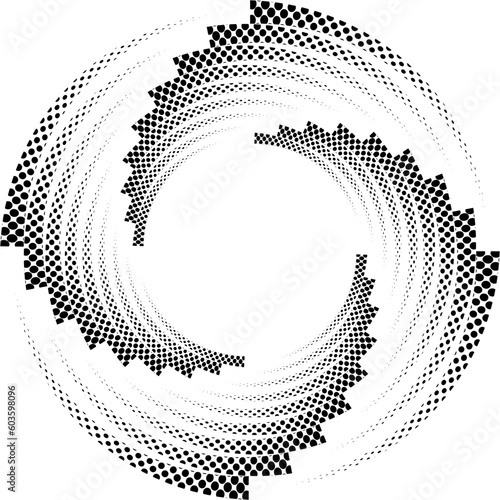 Abstract rotated black and white lines.vortex form. Geometric art. Design element. Digital image with a psychedelic stripes.Design element for prints, web, template