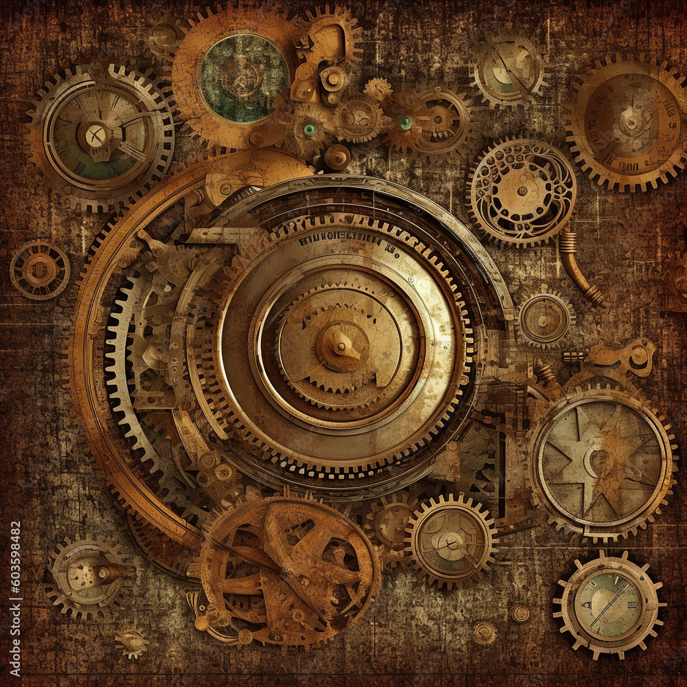 mechanism, generative, ai, steampunk, steampunk, steampunk, clock background