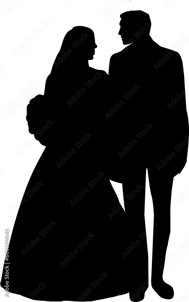 silhouette of a couple standing front view