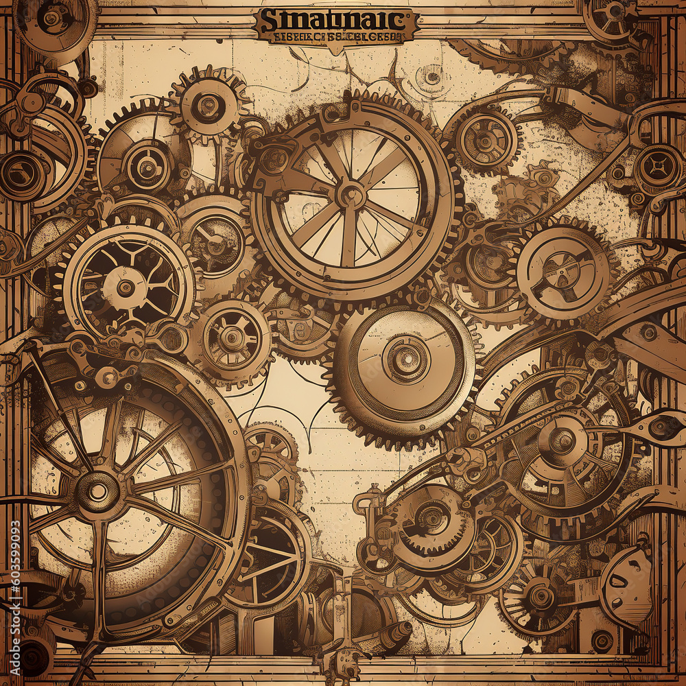gears and cogs background, generative, ai, clock background
