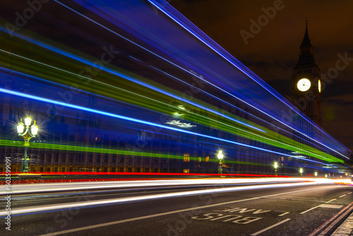 Canvas Print Long Exposure by the Big Ben at Night - London, UK