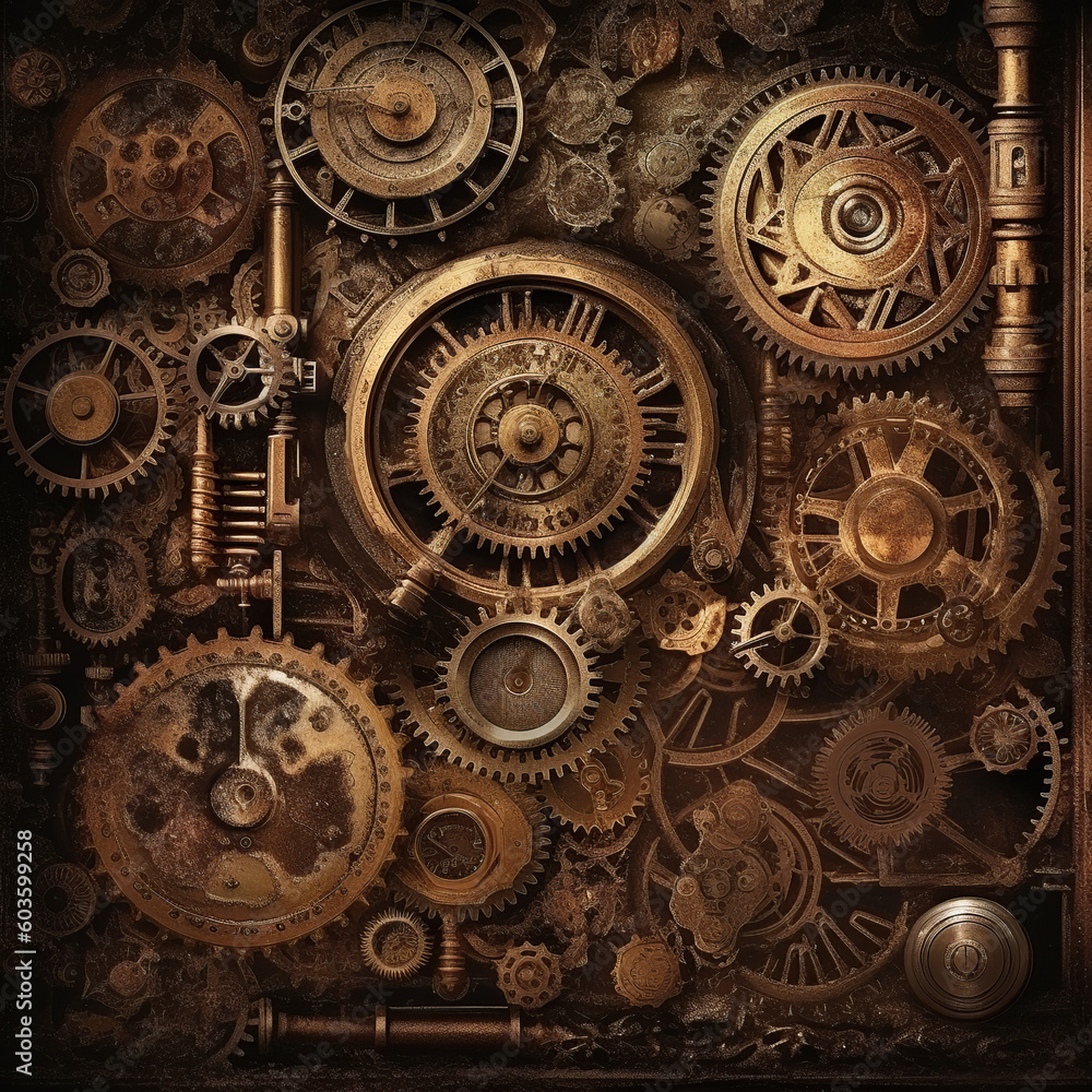 gears and cogs, generative, ai, clock background gears and cogs, generative, ai, clock background