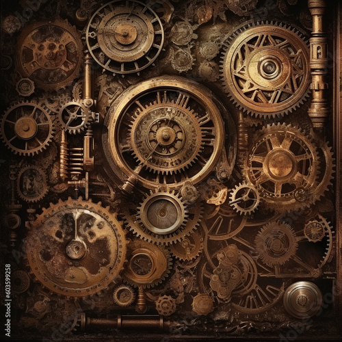 gears and cogs, generative, ai, clock background