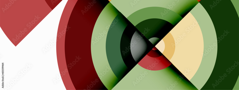 Circles with shadows trendy minimal geometric composition abstract background