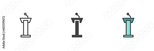 Podium speech different style icon set