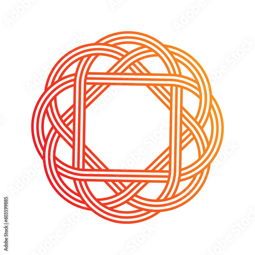 Complex orange and red celtic knot logo vector art