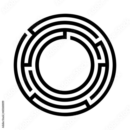 Black maze labyrinth conundrum circle vector art