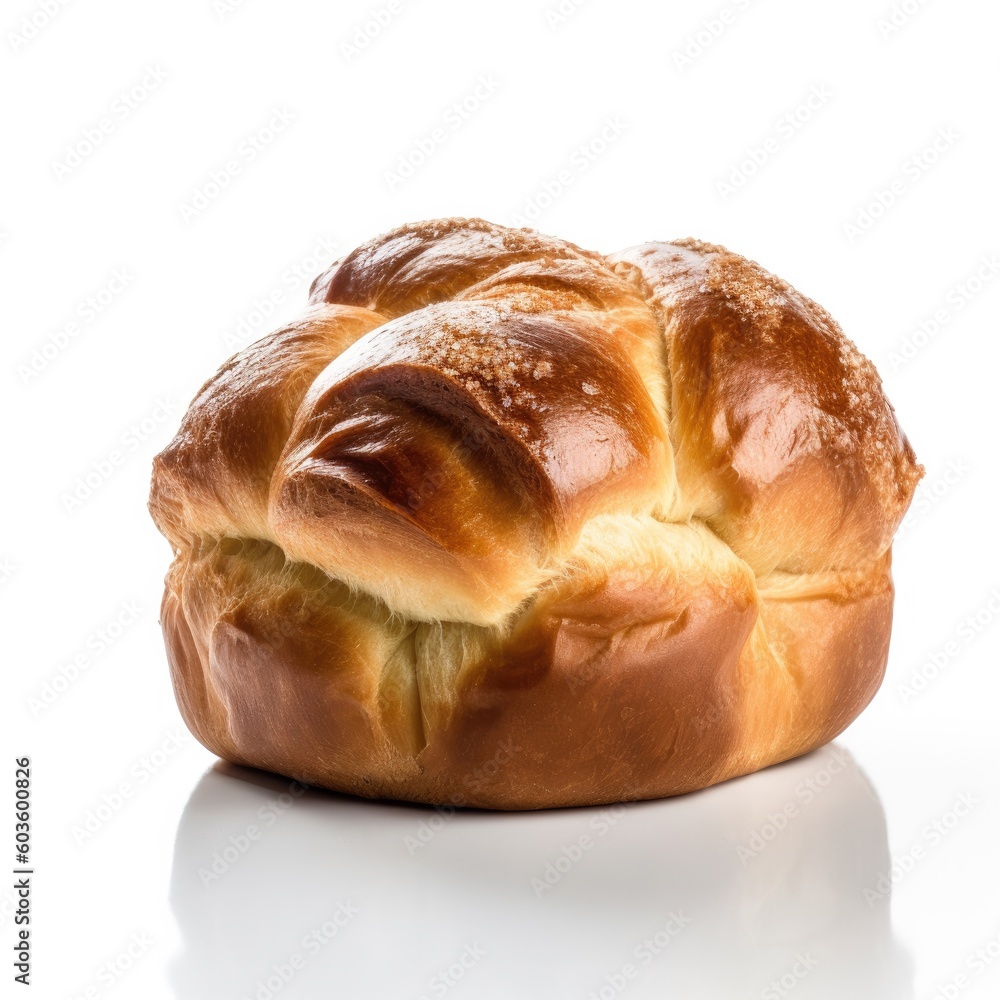 Brioche Isolated on White. Generative AI