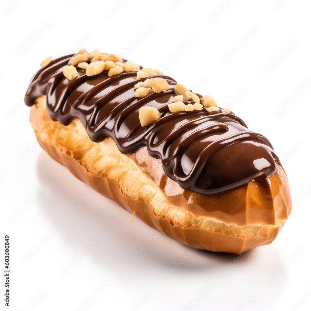 Eclair Isolated on White. Generative AI Eclair Isolated on White. Generative AI