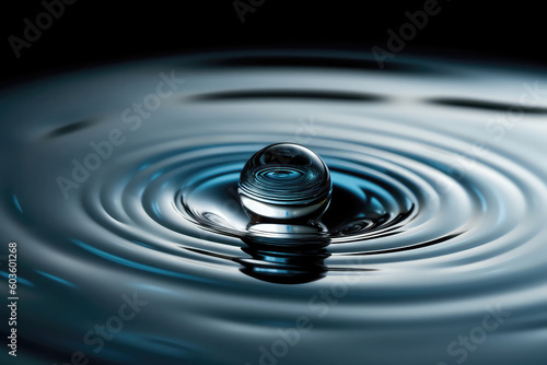 Water Drop Close-Up Surface Water. Generative AI