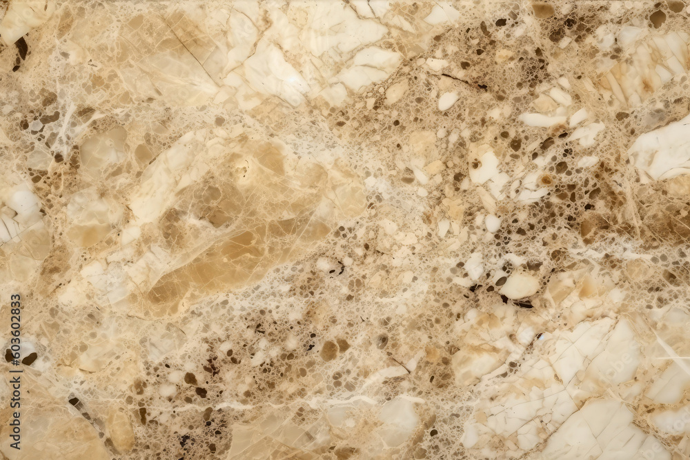 Marble Surface Texture Background Light Beige Marble With Natural Pits And Holes. Generative AI