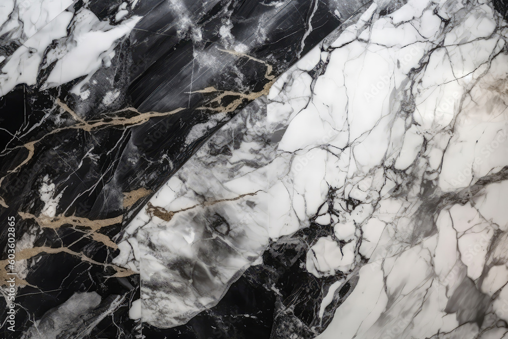 Marble Surface Texture Background Luxurious White Marble With Bold Gray Veins. Generative AI
