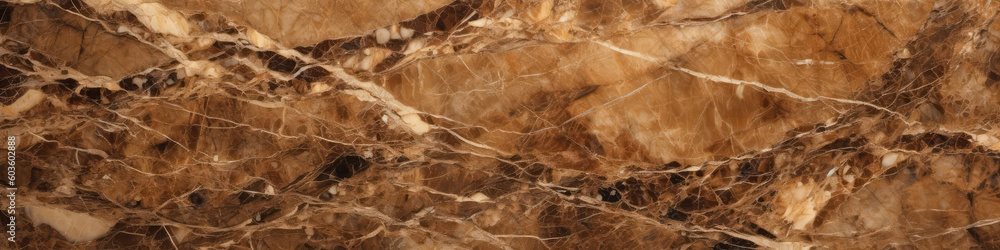 Fototapeta premium Marble Surface Texture Background Rich Brown Marble With Lighter Brown Veins. Generative AI