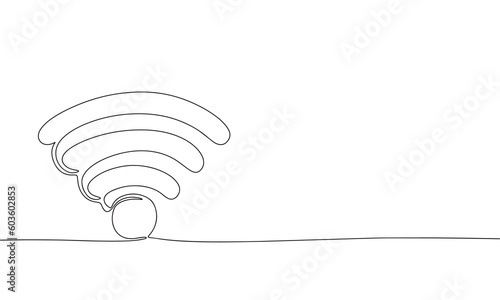 Wi-fi sign continuous line drawing element isolated on white background for decorative element. Vector illustration of internet in trendy outline style.