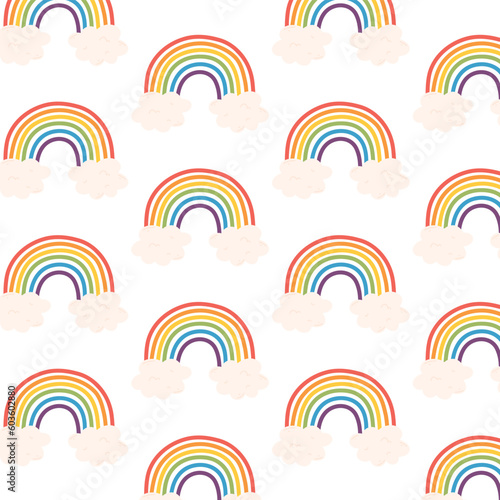 Seamless pattern with LGBT rainbow. Vector illustration. Flat style. LGBT print. Pride month.