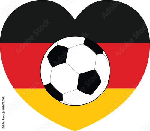 A German Germany flag in the shape of a heart soccer football design concept illustration