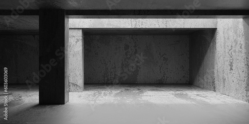 Abstract empty modern interior. Concrete walls