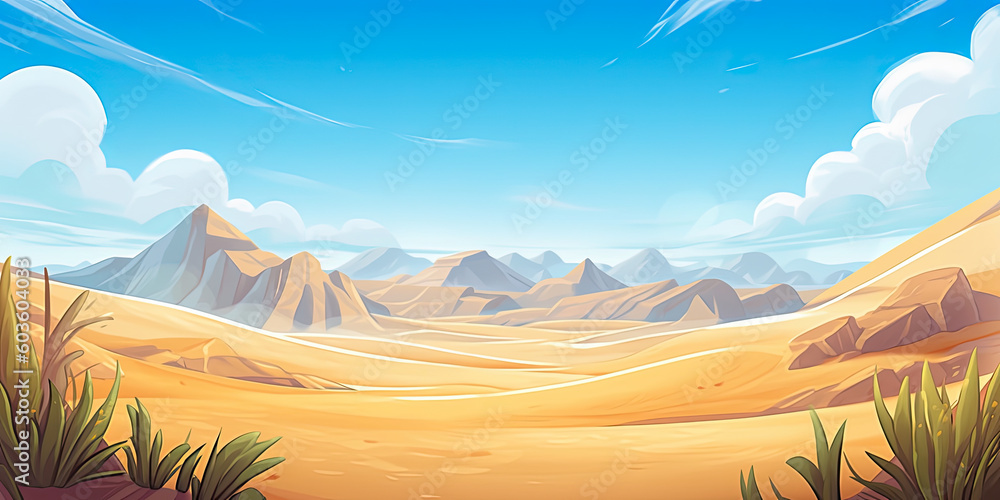 anime cartoon style desert sand background banner, generated ai, generated,  ai Stock Illustration | Adobe Stock