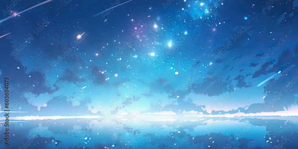 blue cosmic star filled background banner illustration of comets and ...