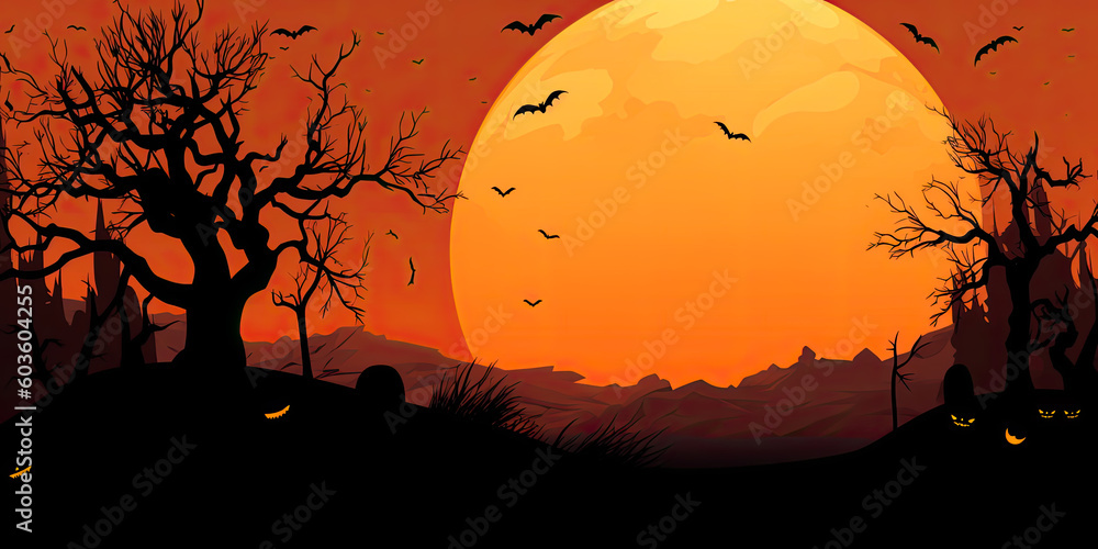 Halloween background banner spooky scary pumpkin banner autumn season, generated ai