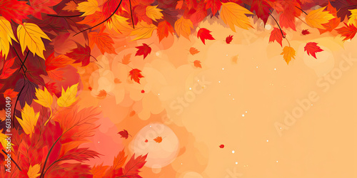 Autumn leave fall background banner orange red  Generated AI  Generated  AI