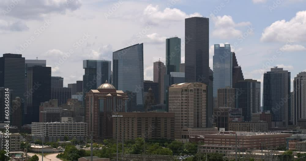 Aerial of downtown Houston on a sunny but cloudy day Aerial of downtown Houston on a sunny but cloudy day