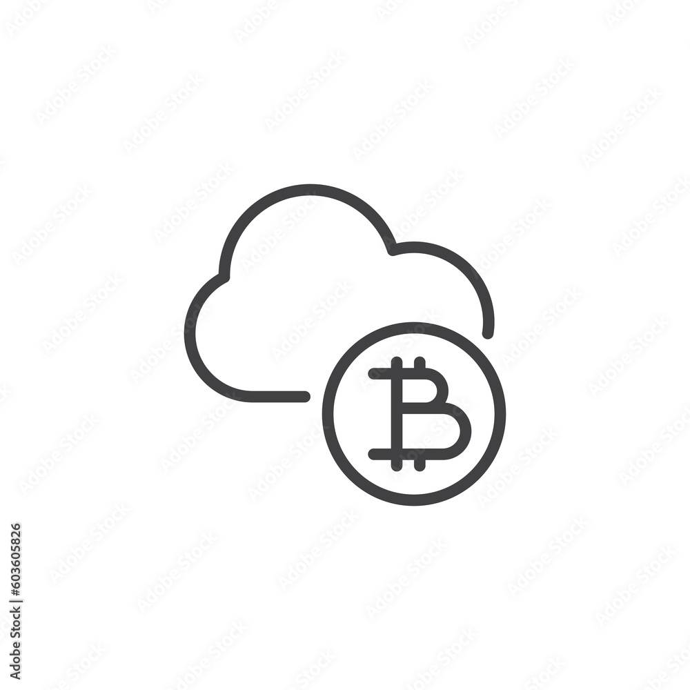 Cryptocurrency cloud line icon Cryptocurrency cloud line icon