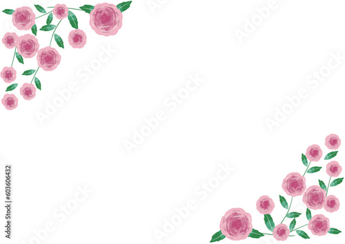 ピンクのバラの手描きベクターイラスト