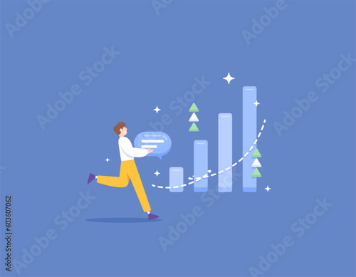 accept suggestions for improvement. a man gives constructive criticism. customers or users give suggestions. feedback, comments, and reviews. illustration concept design. vector elements. blue  photo