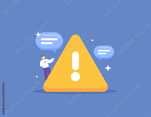 Warning about fraudulent messages. notifications about malicious e-mail. a user gets a warning that they have received a suspicious message. social media and internet. illustration concept design
