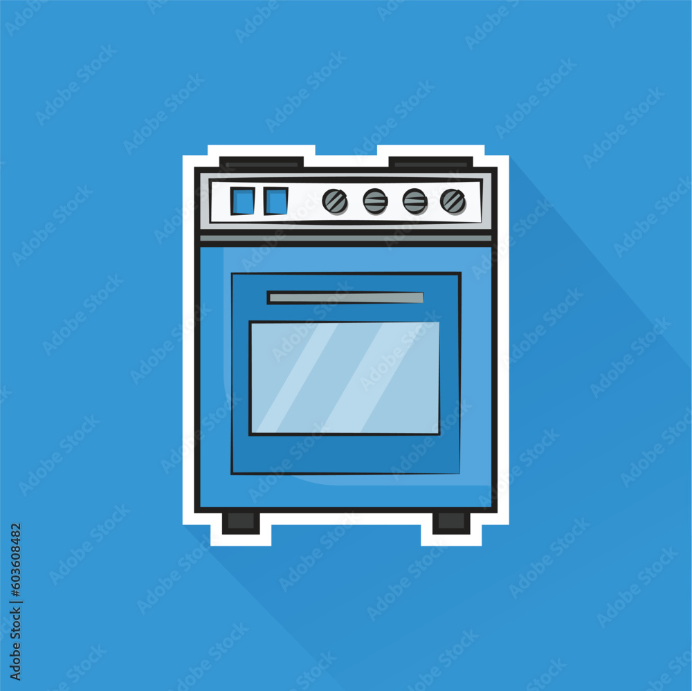 Illustration Vector of Blue Stove in Flat Design Illustration Vector of Blue Stove in Flat Design