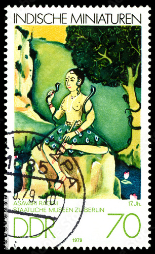 Vintage postage stamp. Asavari Ragini.