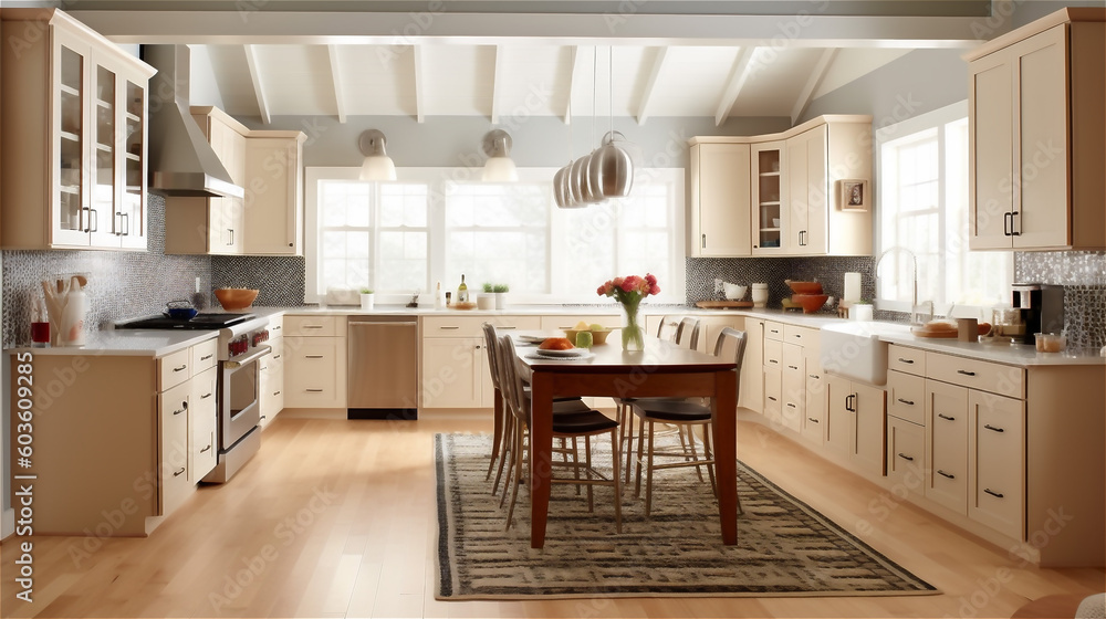 Generative AI, Transitional Kitchen: A Blend of Traditional and Modern Style Generative AI, Transitional Kitchen: A Blend of Traditional and Modern Style