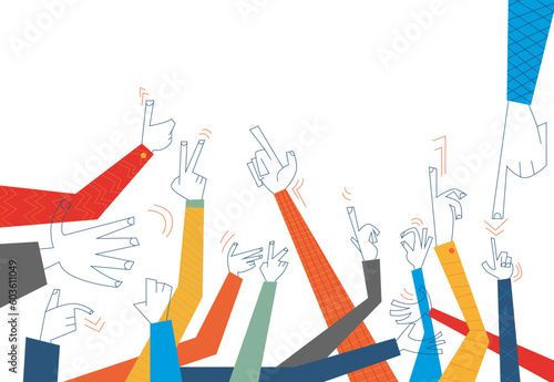 hands showing various gestures, different opinion concept illustration