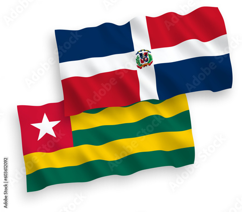 Flags of Togolese Republic and Dominican Republic on a white background