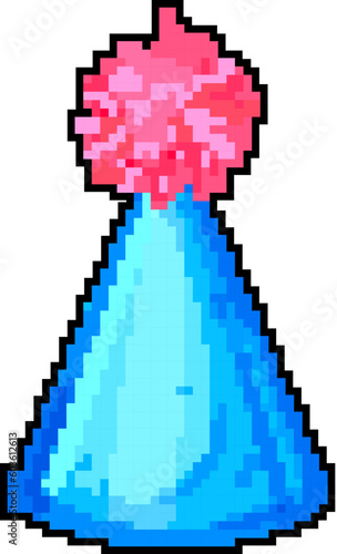 happy party hat game pixel art retro vector. bit happy party hat. old vintage illustration