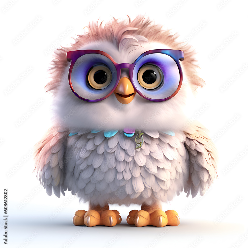 Cute baby owl wearing glasses, a cute animal character. Generative AI ...
