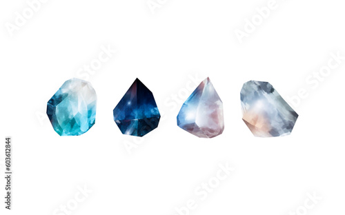 A collection of images of diamonds of various geometric shapes, colors and sizes.Glass shiny crystals with different shades reflecting light.Vector realistic set of glow gemstone or colorful ice.