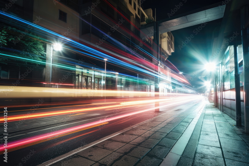 long exposure speed light trails in an urban environment, street long exposure speed light trails in an urban environment, street