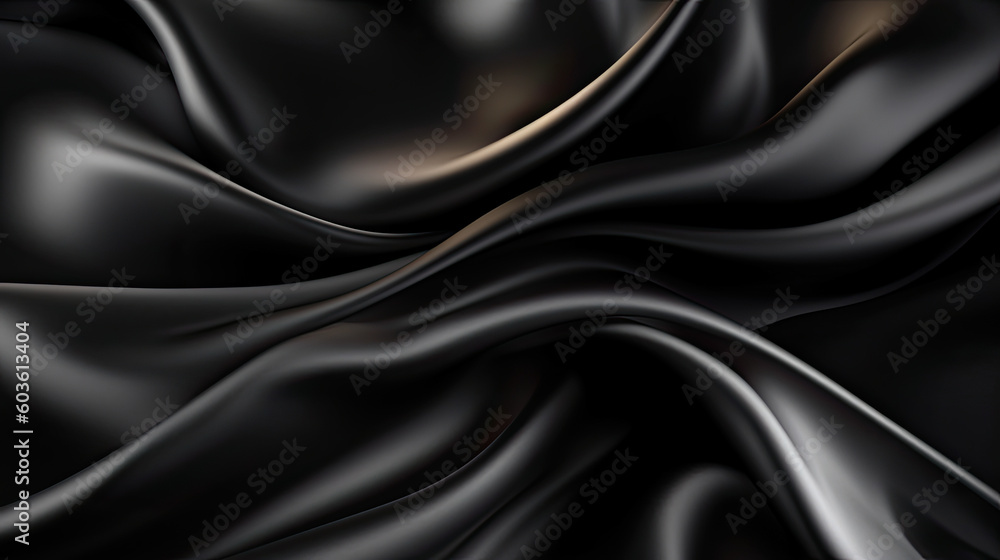 Black silk fabric background. Generative AI