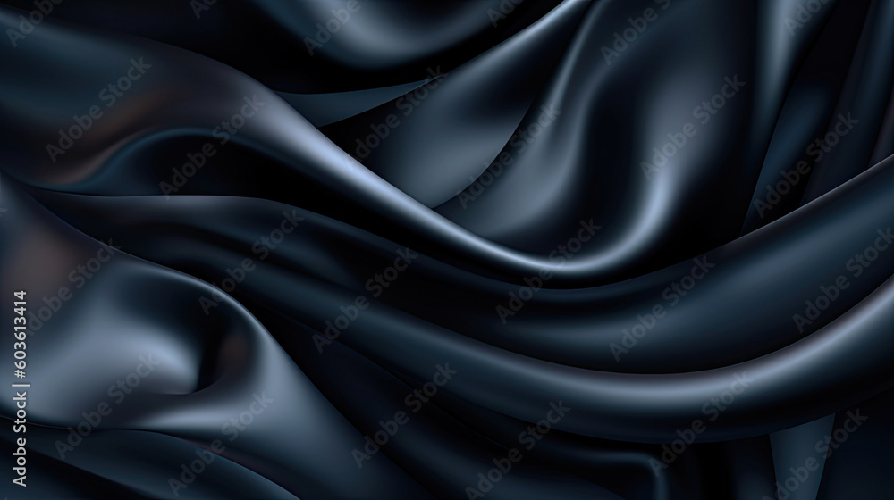 Obraz premium Black silk fabric background. Generative AI