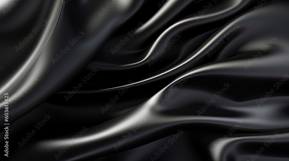 Black silk fabric background. Generative AI