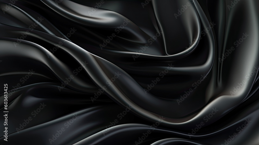 Obraz premium Black silk fabric background. Generative AI