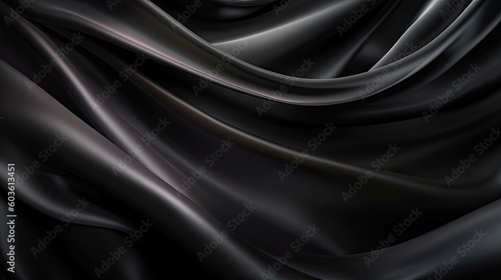 Black silk fabric background. Generative AI