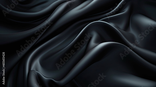 Black silk fabric background. Generative AI