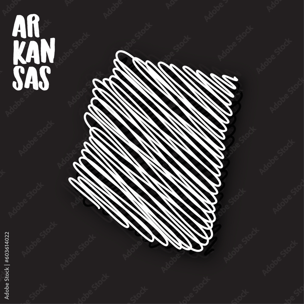 Vector illustration of Arkansas map in hand drawn doodle style. Suitable for use as magnets and posters. Vector illustration of Arkansas map in hand drawn doodle style. Suitable for use as magnets and posters.