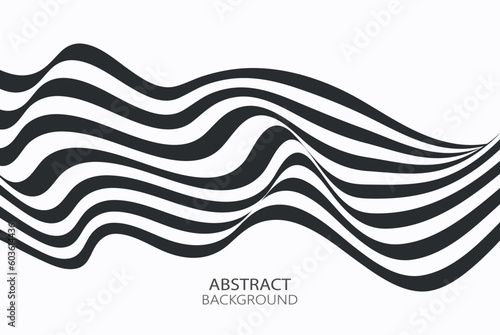 Striped wavy monochrome background, black and white stripes wavy horizontal