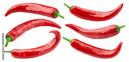 Foto red hot chili peppers isolated on white background, full depth of field
