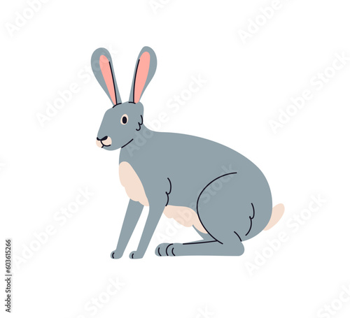 Hare, wild forest animal, herbivore. Lepus Europaeus, woods herbivorous mamma...